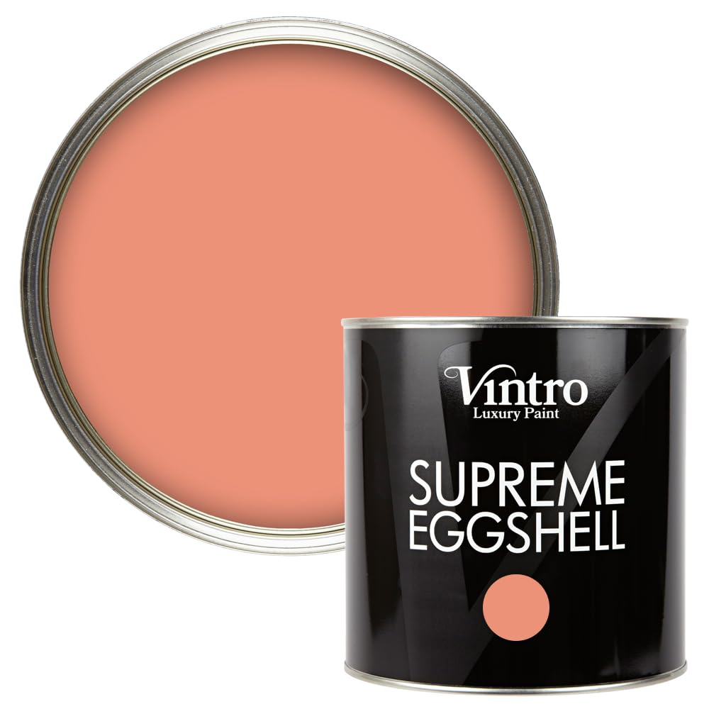 Vintro Paint | Eggshell Paint | for Walls | Wood | Trim | Satin Furniture Paint | Interior & Exterior Use. (Terracotta - Porto Terracotta, 2.5 Litres)