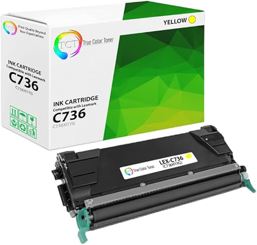 TCT Cartucho de tóner de alta calidad compatible con impresoras Lexmark C736 C736H1YG amarillo de alto rendimiento funciona con impresoras Lexmark