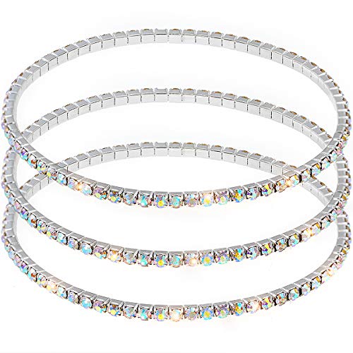 Suyi Crystal Ankle Bracelet for Women Diamond Tennis Stretch Anklets Elastic Foot Chain (3Pcs Color)