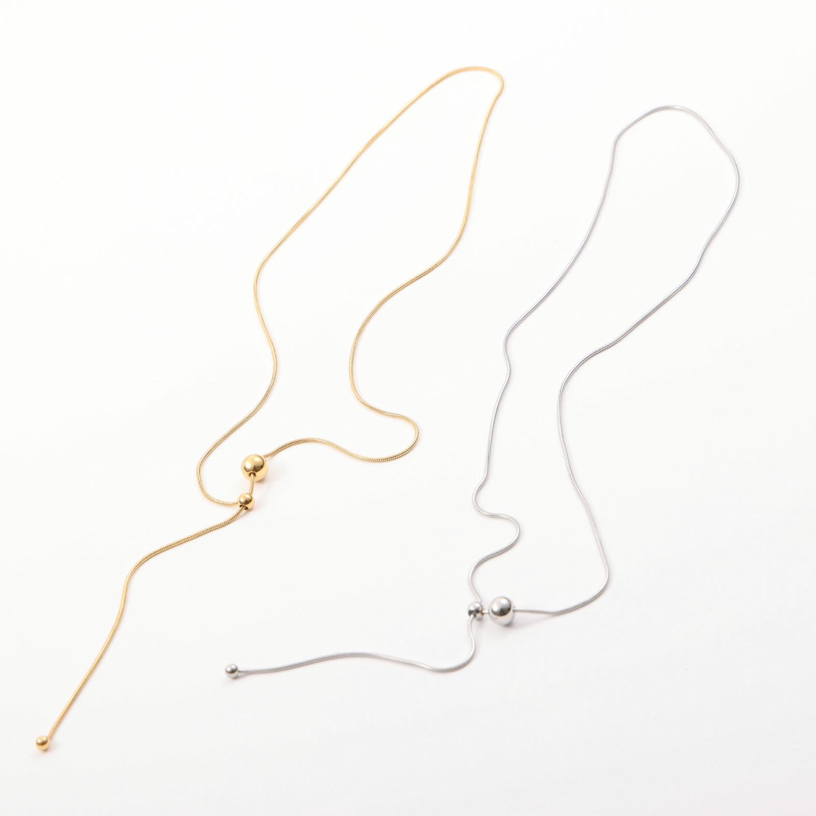 Collar de bola ajustable para mujer, cadena de serpiente de cuerda deslizante chapada en acero inoxidable de 18 quilates, joyería para presentarla
