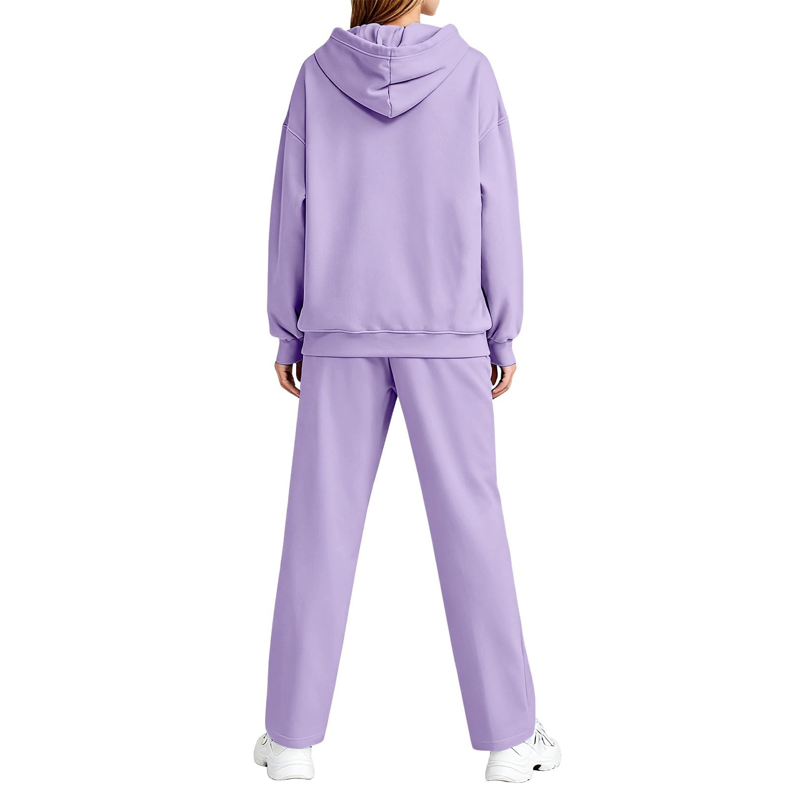 Ensemble de pyjama 2 pièces à manches longues pour femme | Ensemble de pyjama côtelé uni à manches longues, sweat à capuche et taille élastique, pantalon long