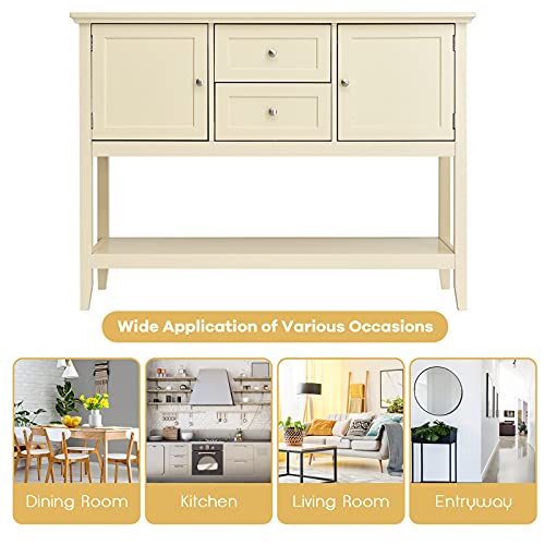 Petsite Sideboard Buffet Cabinet With Storage, Drawers & Open Shelf, Wood Accent Cupboard Console Table For Home Kitchen, Living Room, Hallway #TOP5