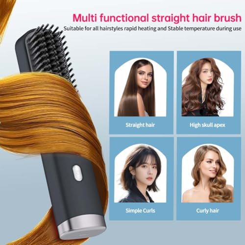 Cordless Hair Straightener Brush Portable on The go Comb for Travel USB chargingTwo Power  - image 5