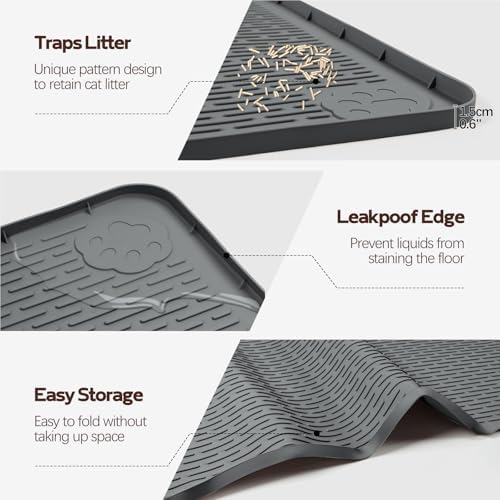 Silicone Cat Litter Mat for Litter Box 145x101cm Large Cat Mat, Dark Grey — view 2