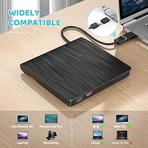 Unidad Externa CD DVD USB 3.0 con Adaptador Tipo C miniatura 3