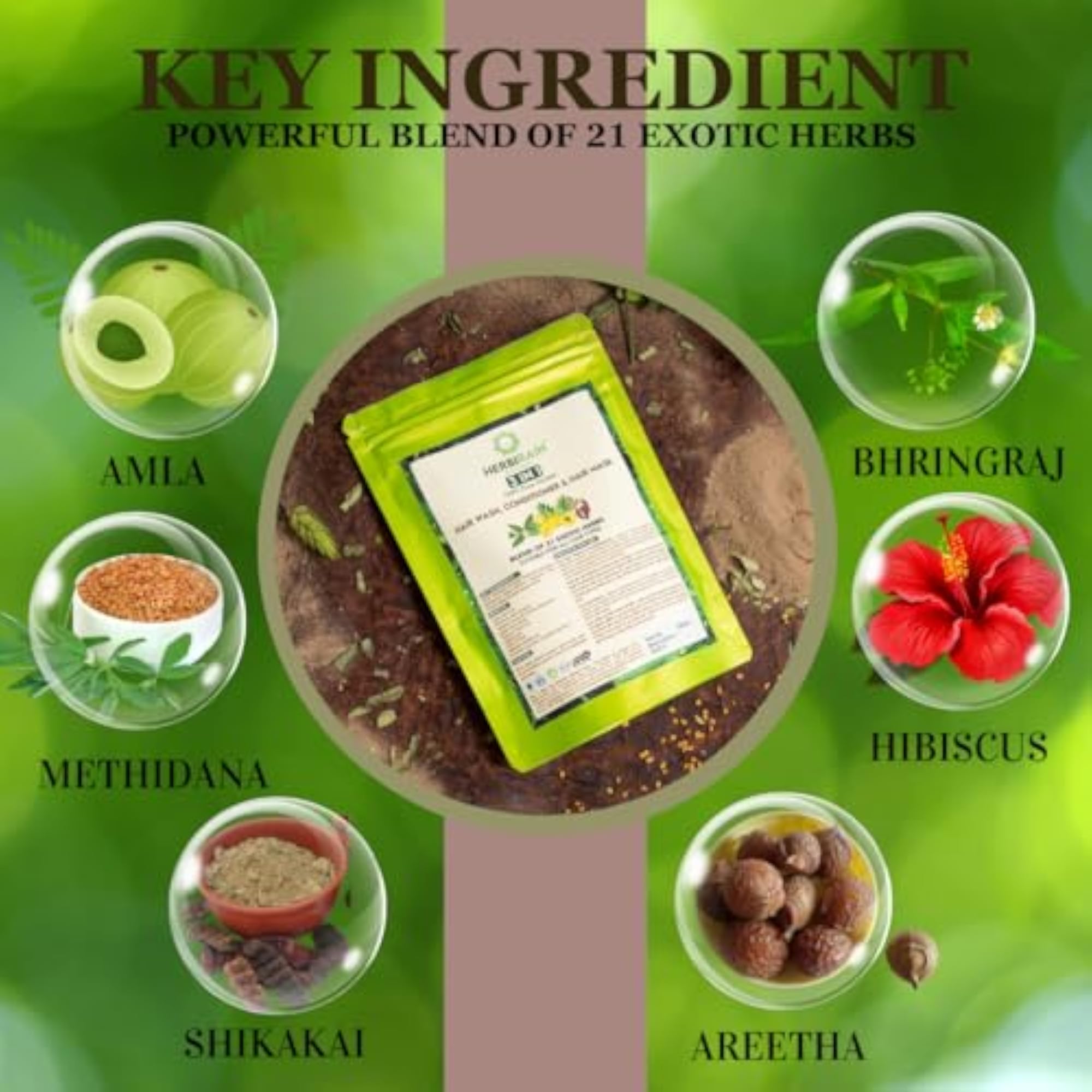 Herbal Hair Shampoo Powder, 3-in-1 Treatment