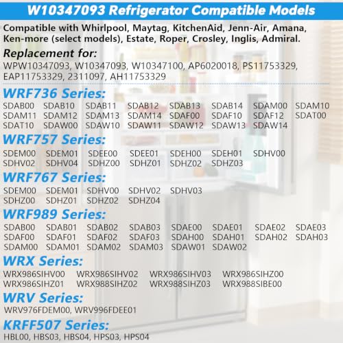 W10347093 Ice Bin Compatible with Whirlpool Maytag Refrigerator Ice Bucket | Fits WRF736SDAM14,WRF757SDHZ03,WRF767SDHZ04 Refrigerator;Replaces part number WPW10347093, W10347093, AP6020018,PS11753329