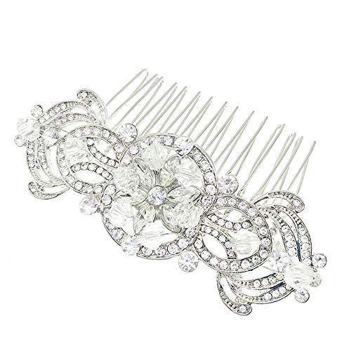 Aegenacess Wedding Hair Side Combs Silver Decorative Rhinestones Crystal Vintage Bridal Clips Accessories for Brides and Bridesmaids