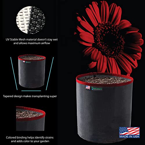 Rain Science Grow Bag, Air Pruning Mesh Fabric Plant Container (3 Gallon, Black/Red) #TOP1