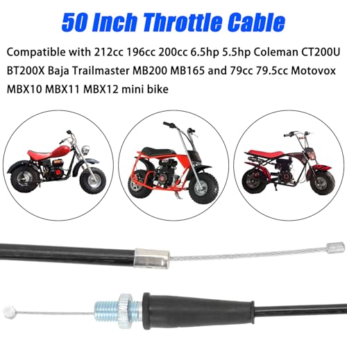 image for YOXUFA 50 inch Throttle Cable for 79cc 80cc 97cc 196cc 200cc 212cc 6.5