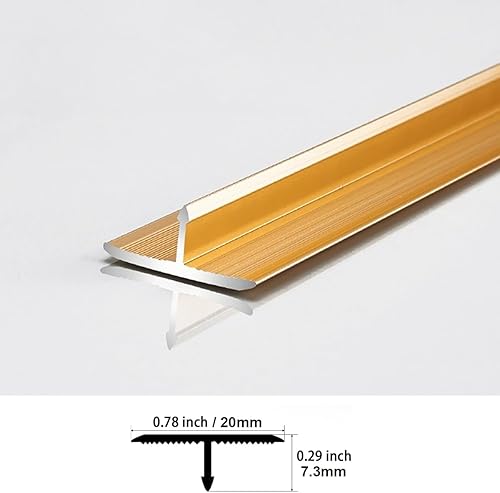 Miniatura 4 de Moldura en T de aluminio y tiras de transición de piso, tira divisora plana para unir huecos de suelos de tablones laminados, azulejos y umbral de