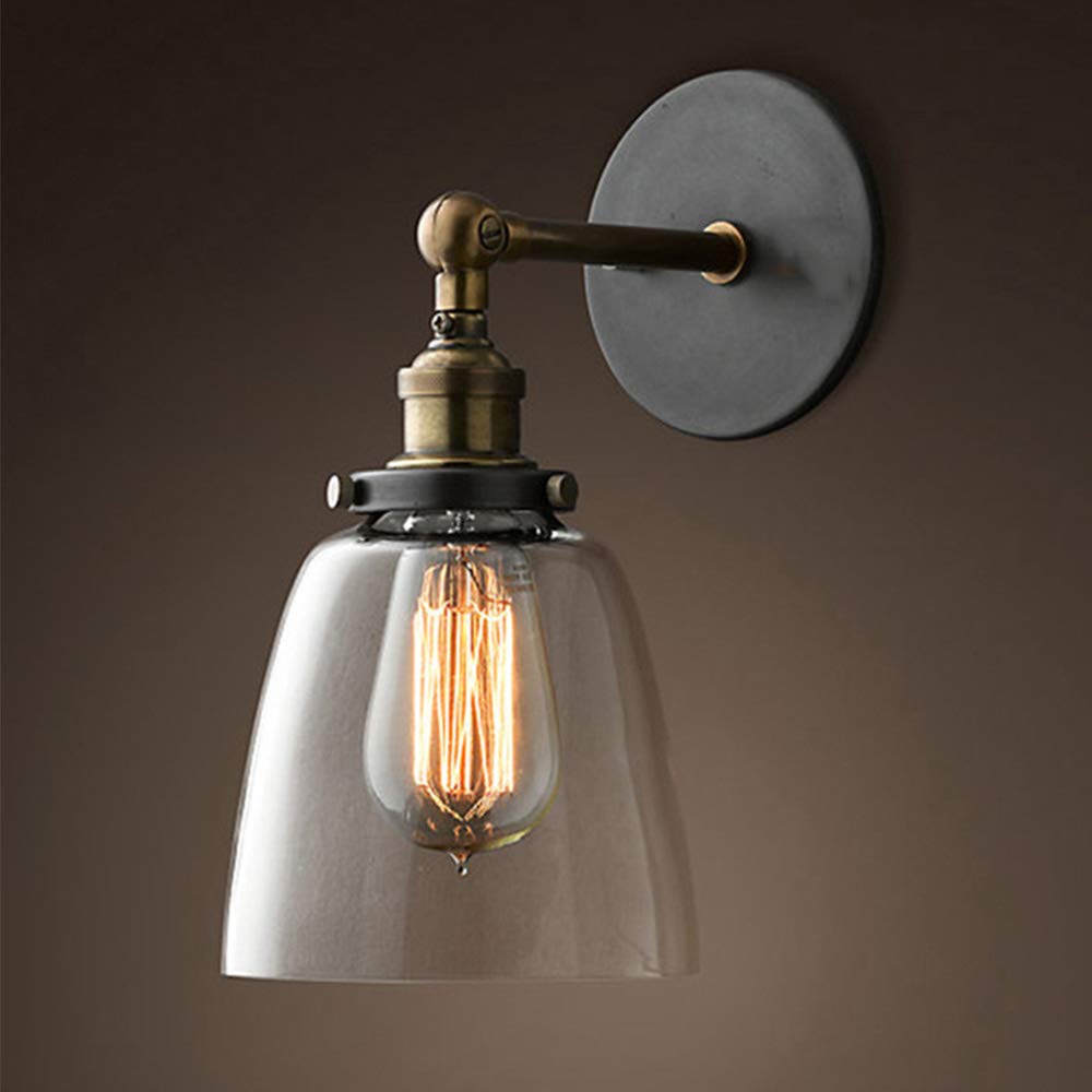 Mengjay B Industrial Vintage Edison Wall Light Glass Adjustable Wall Sconce Lamp Retro Classical Wall Lights Loft Stairs Coffee Ar Edroom E27 Night Lighting (Without Ulb)