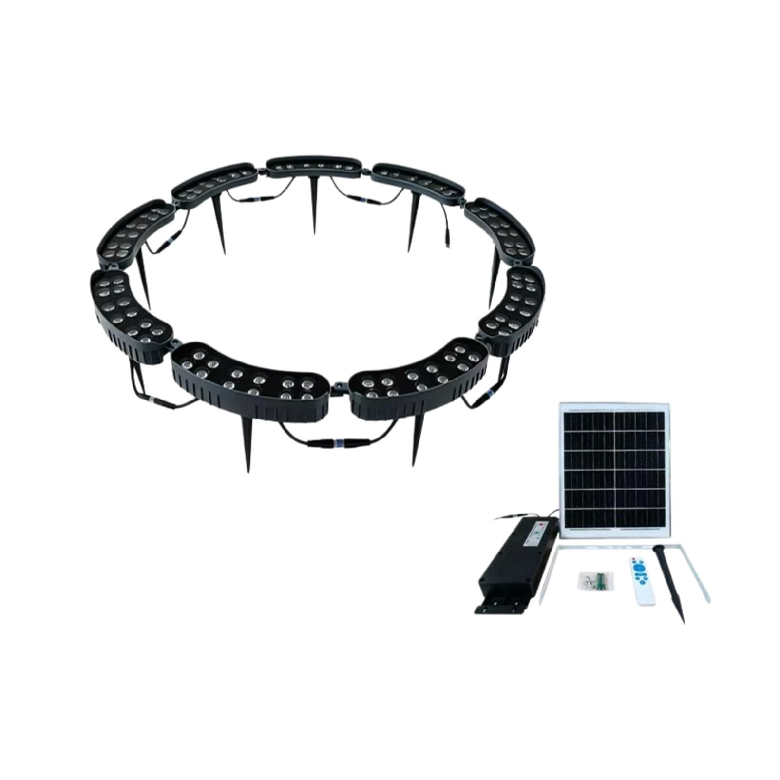 Lampe paysagère LED, Guirlande Lumineuse Solaire LED annulaire avec télécommande - 9 têtes 108 W pour Jardin, Cour, pelouse et Plantes (lumière Blanche) - Idéale pour la décoration Festive e