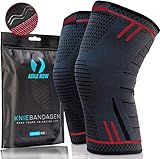 [page_title]-AGILE NOW Kniebandage [2er Set ] [M - XL] Premium inkl. Ultimativer Ratgeber E-Book die Kniebandage Männer Sport & Kniebandage Damen Rot L