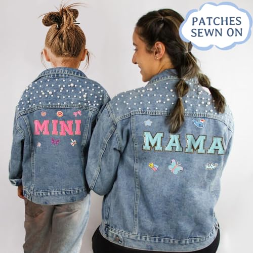 Personalized Denim Jacket for Girls with Name, Custom Chenille Patch Jean Jacket for Toddler Kids, Back to School2
