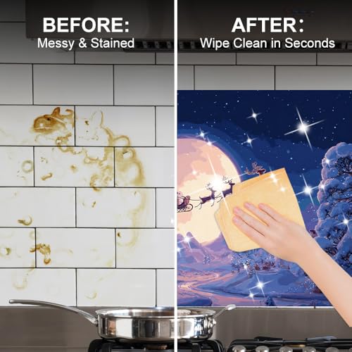 Image of Santa Moonlit Night Backsplash Peel and Stick, 35.4x23.6 in
