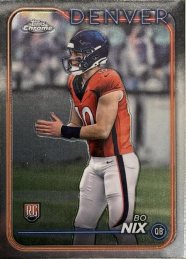 2024 Topps Chrome Bo Nix #206 Denver Broncos Rookie RC Football Card