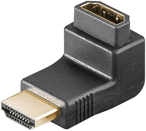 auvisio HDMI Winkelstecker: HDMI-Adapter Typ-A-Buchse auf Typ-A-Stecker, 90&deg; gewinkelt (Kabel mit Winkelstecker, Winkeladapter, Winkel)