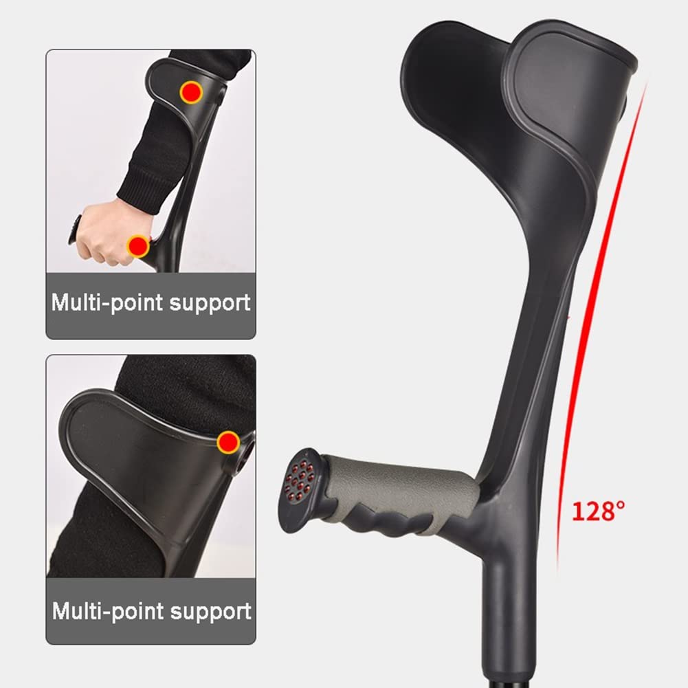 Muletas de Antebrazo Plegables, Muletas de Codo para Adultos, Bastones Ajustables, Aluminio Ligero, Puede Evitar Resbalones (Color : Zwart, Size : 1 Count)