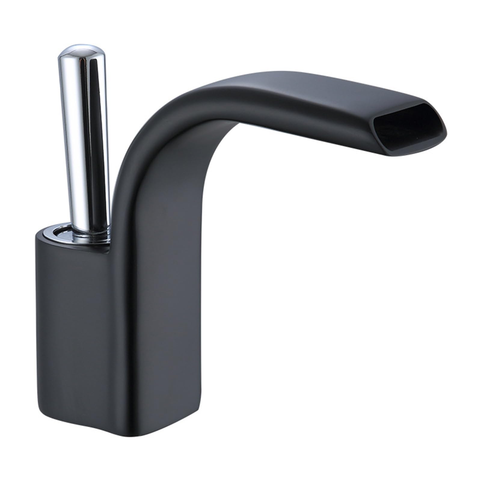 FQWNCIEG Bathroom Sink Taps Basin Mixer Tap Waterfall Black + Chrome 1 Hole Waterfall Taps for Bathroom Sink
