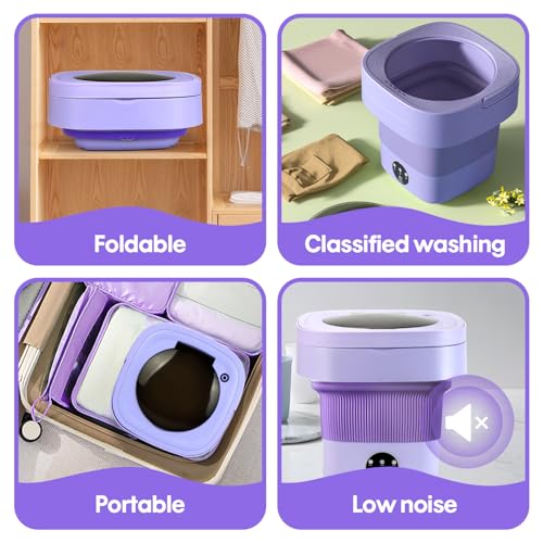 Portable Washing Machine, Mini Washing Machine with 11L Capacity and Spin Dryer, Drainage and Inlet Hose, Blue Light, Suitable for Deep Cleaning of Underwear, Socks, Baby Clothes - Image 8