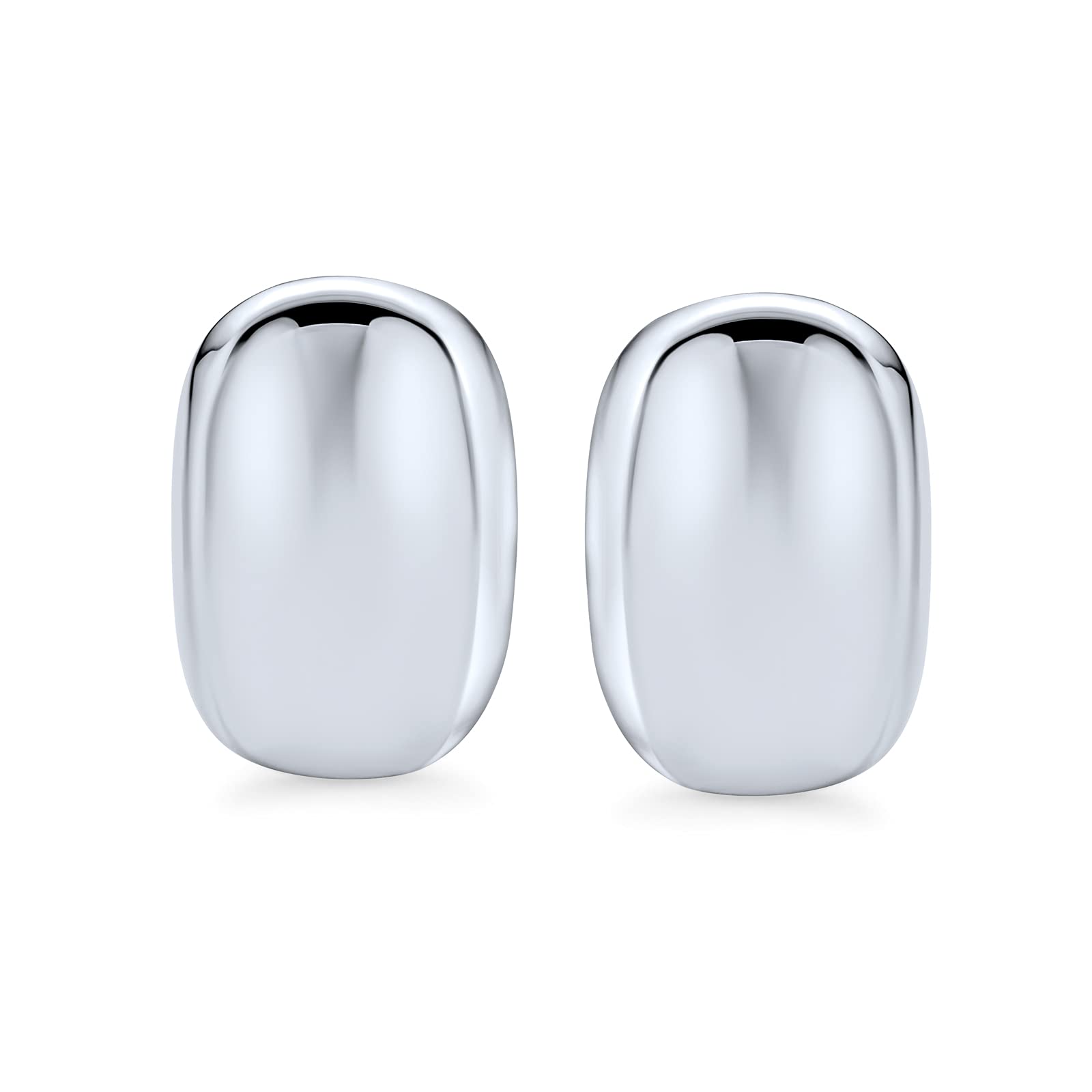 Personalisierte Geometrische Damen Moderne Rechteckige Tropfenförmige Knopf Poliert .925 Sterling Silber Clip On Ohrringe Für Nicht Durchbohrte Ohren