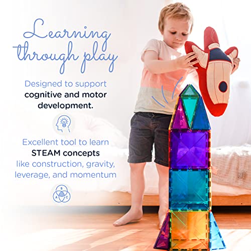 Connetix Tiles 212 Piece Mega Pack, Premium Educational Magnetic Building Set, Features Large Hexagons And Squares, Regular Geometric Tiles, Door And Window Pieces, Fences, 2 Purple Cars, And More #TOP2