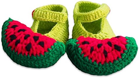 Deluxemarche Handmade crochet green watermelon socks newborn unisex-baby