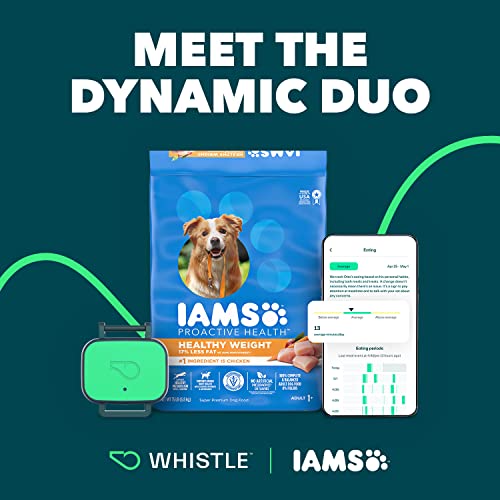 Iams Adult Healthy Weight Control Dry Dog Food, Chicken, 15 Lb. Bag + Whistle Health Smart Device | Dog Health And Fitness Tracker #TOP1