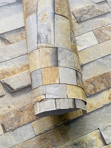 Image of HOME13 Grey Brick Self Adhesive Vinyl Decorative Wallpaper for Kitchen Countertop Home /Office 2 Ft x 4 Ft with 2pcs