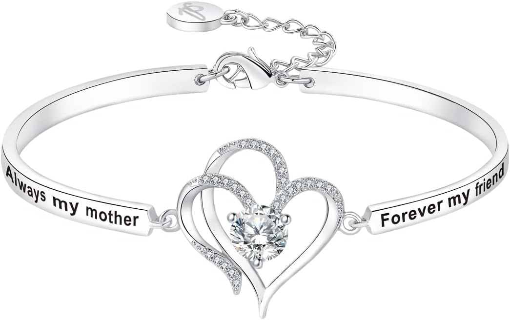 Mother's Day ‘Badass Mom’ Gifts, Engraved ‘Always My Mother/Godmother Forever My Friend’ Bangle Bracelet, ‘Mother Son Forever Love’ Women Jewelry, Christmas Birthday Presents from Daughter