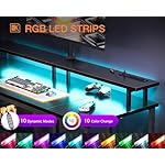 ODK 48 inch Gaming Desk with LED Lights & Power Outlets, Computer Desk with Monitor Stand & Storage Shelves, CPU Stand, Home Office Desk, Black - Image 4