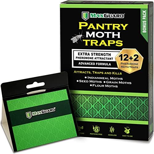 MAXGUARD Pantry Moth Traps (12 Pack +2 Free) with Extra Strength ...