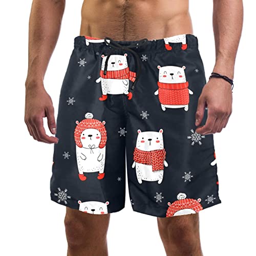Maillots de Bain pour Hommes Ours JDEZ : Short de Plage Léger