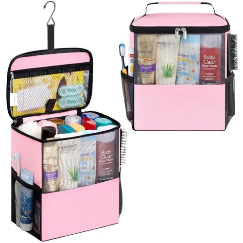 Lifewit Mesh Shower Caddy Bag, Hanging Shower Organizer, Large, Pink