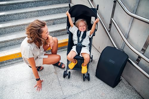 MoMi GRACE leichter Kinderwagen ab 6 Monaten kompakt Buggy mit einem Rucksack zum Tragen passt als Handgepäck faltbarer Reisebuggy 5-Punkt-Gurt
