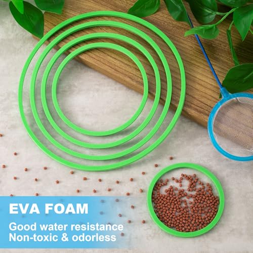 Image of PAGOW 10pcs Fish Feeding Rings Set, Floating Aquarium Plant Corral, Round Fish Feeder Rings for Fish Tank, Floating Plant Ring, Fish Tank Aquarium Accessories for Betta (Green)