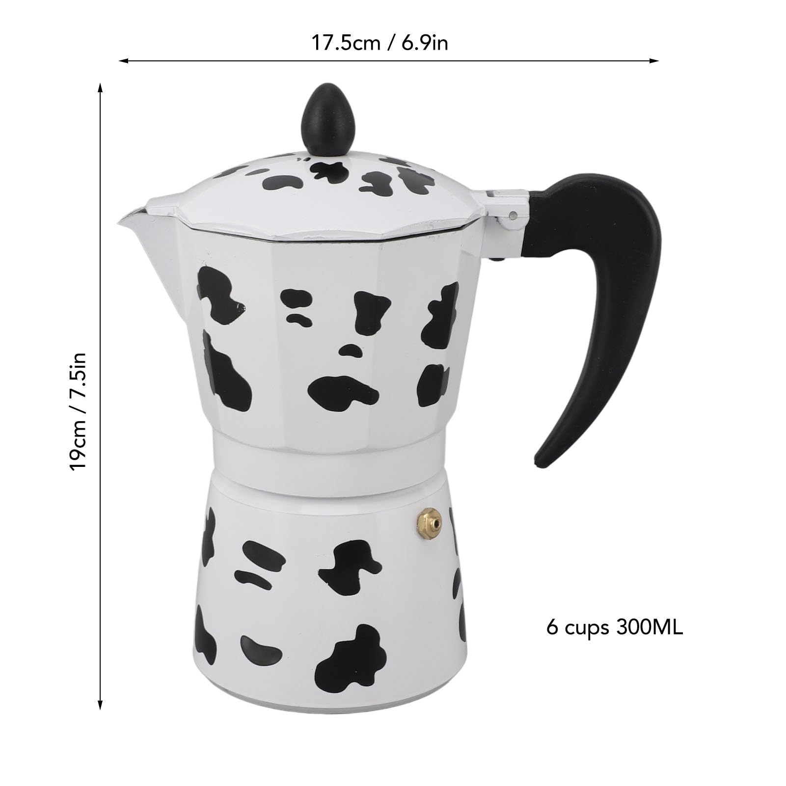 HAOHIZE Coffee Pot,Coffee Pot Household Hand Pour Kettle Concentrated Milk Cow Color with Italy Aluminium for Kettle Boil for Home Cafe Outdoor Activities Camping Travel (6 Cups 300ML)