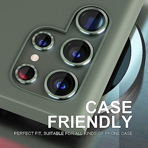Image of Camera Lens Protector Ring Compatible with Samsung Galaxy S23 Ultra | Tempered Glass + Aluminum Alloy Ring | Full Coverage Lens Guard | Scratch Proof | HD Clear | Case Friendly | Green
