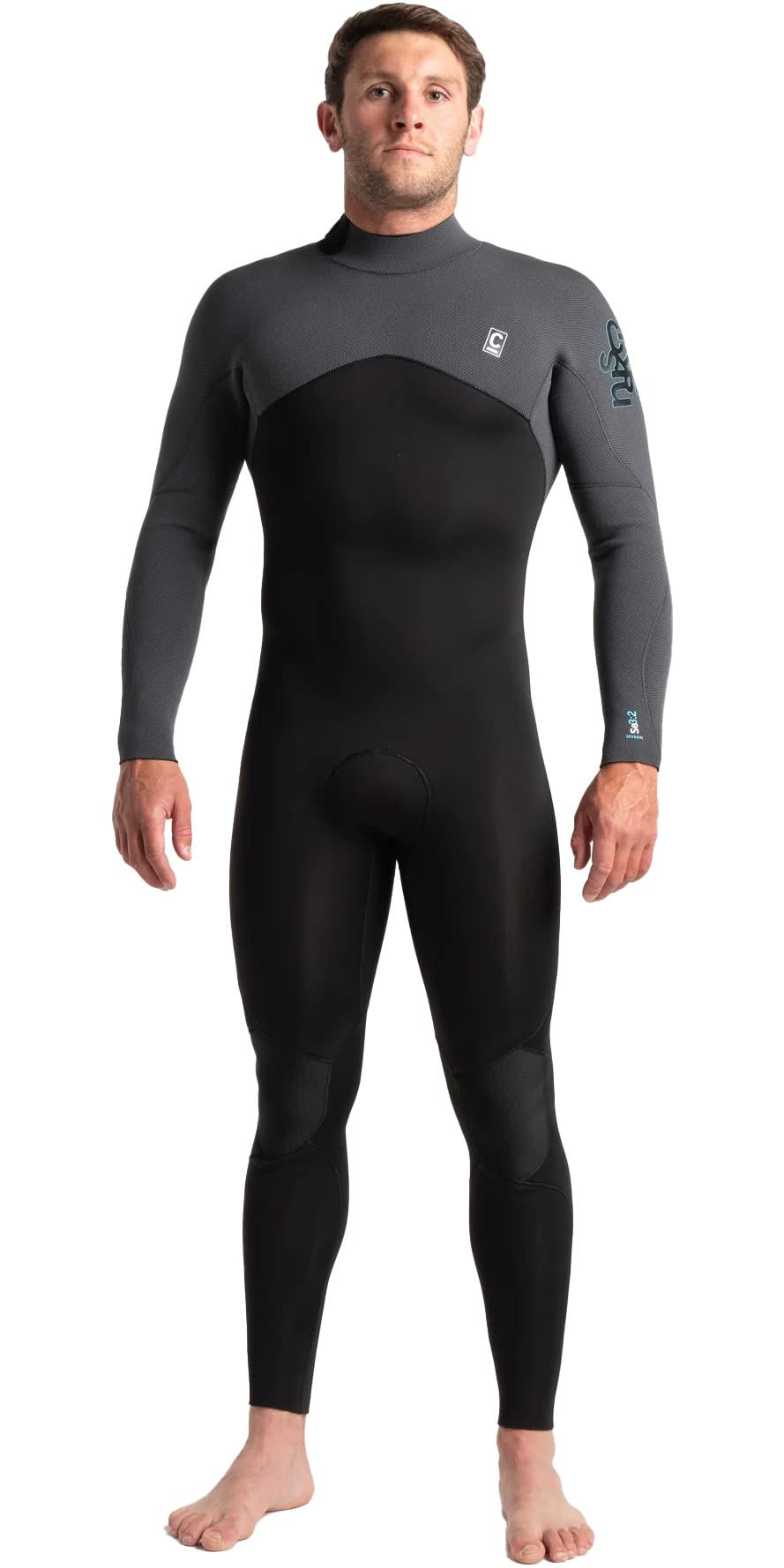 Mens Session 3/2mm GBS Back Zip Wetsuit C-SE32MBZ - Black/Charcoal Diamond/Ultra Cyan C-Skins Mens Wetsuit - S - C-Skins Mens Wetsuit - S