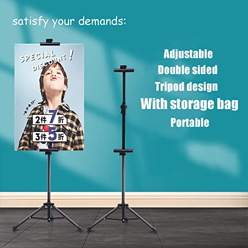 Ywshf Poster Board Stand, Double-Sided Easel Stand Floor Sign Holder Tripod With Base Adjustable Height Up To 74" For Indoor Outdoor Board & Foam Sign Display #TOP1
