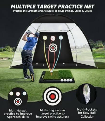Golf Net 10x7FT with Heavy Rubber Base Mat