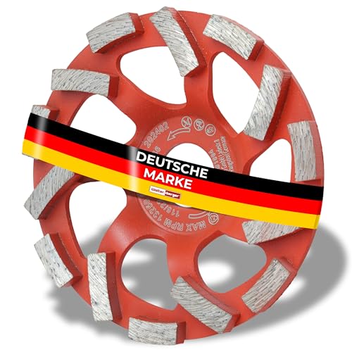 Woltersberger® Diamant Schleiftopf 115 mm x 22,23 mm Schleifteller für Schleifarbeiten mit Beton und harten Baustoffen Granit Naturstein Estrich Putz Marmor