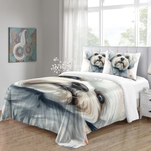 Housse de couette imprimé 3D chien sisch en microfibre super douce
