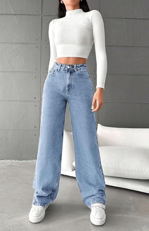 Image of Women's Denim Straight Fit Boyfriend Jeans BLACK-28