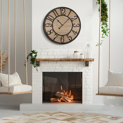 Horloge murale decorative 60 cm en bois pour habiller un grand mur vide et silencieusement - 5