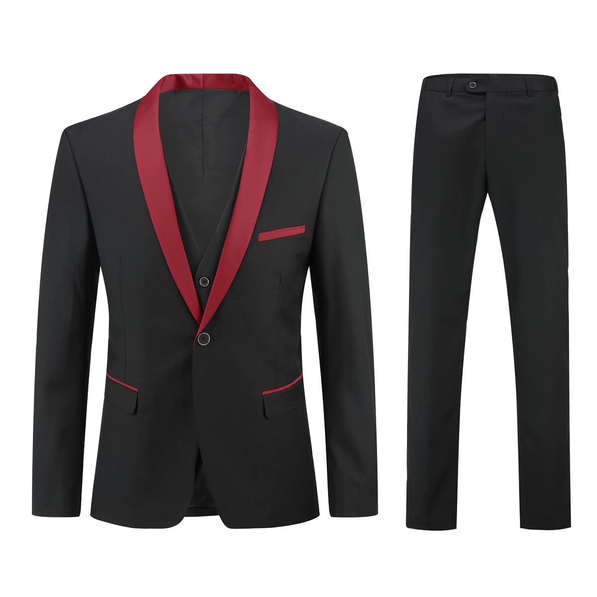 YOUTHUP Abito Uomo Slim Fit 3 Pezzi Abiti da Sposa Elegante Cerimonia Shawl Lapel Smoking Blazer Pantaloni Panciotto