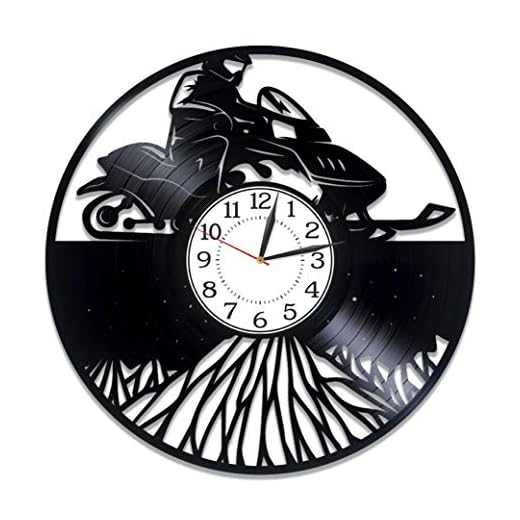 Kovides Snowmobile Birthday Gift for Boy Snowscooter Vinyl Clock 12 Inch for Man Snowmobile Original Home Decor Snowscooter Vinyl Record Wall Clock Snowmobile Handmade Products