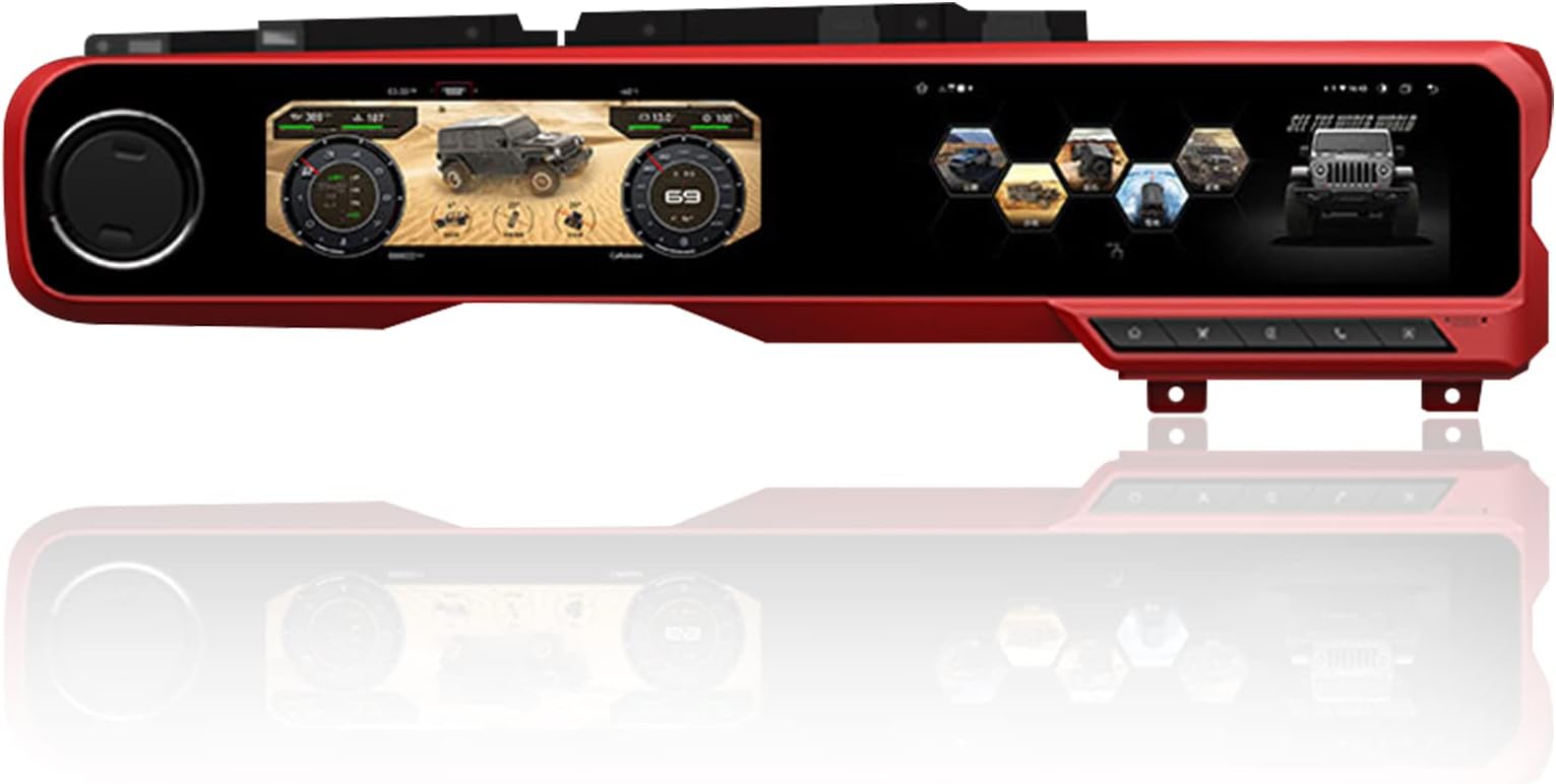 Android Car Stereo 2 din GPS Navigtion LCD Cluster Instrument Panel Car Radio DVD Player for Jeep Wrangler JL 2019-2022 Auto Speedometer Board Multimedia Player Autoradio Receiver Carplay DSP