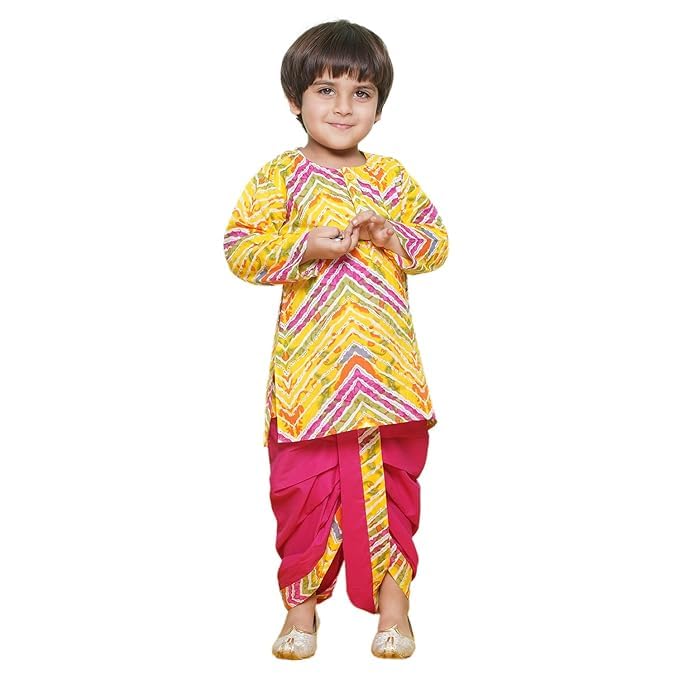 Image of AJ DEZINES Kids Ethnic Wear Pure Cotton Dhoti Kurta Set For Boys